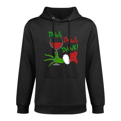 Funny Christmas Tee Drink Drank Drunk Xmas Holiday Wine All-Day Comfort Hoodie