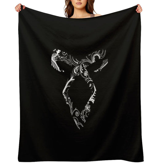 Shadowhunters Rune - Angelic Power Rune (floral Decorations - White)  Malec  Mundane  Parabatai  Alec, Magnus, Clary, Jace, Throw Blanket