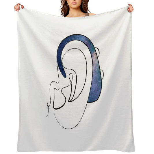 Copy of Hearing Aid Line Art with Blue Sky And Clouds Throw Blanket