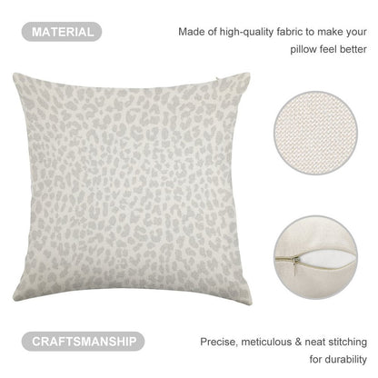 Pale Gray Leopard Linen Throw Pillow Cover