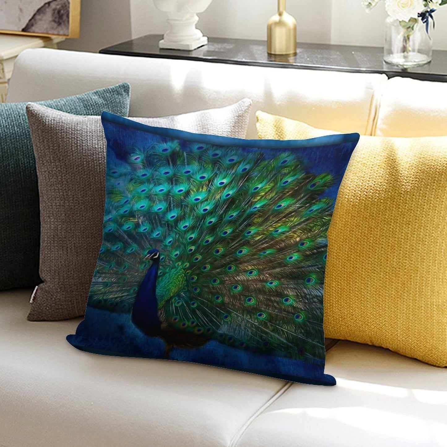 Being Yourself - Peacock Art Soft Hidden Zipper Throw Pillow