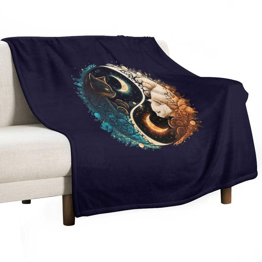 Cat Yin Yang Throw Blanket