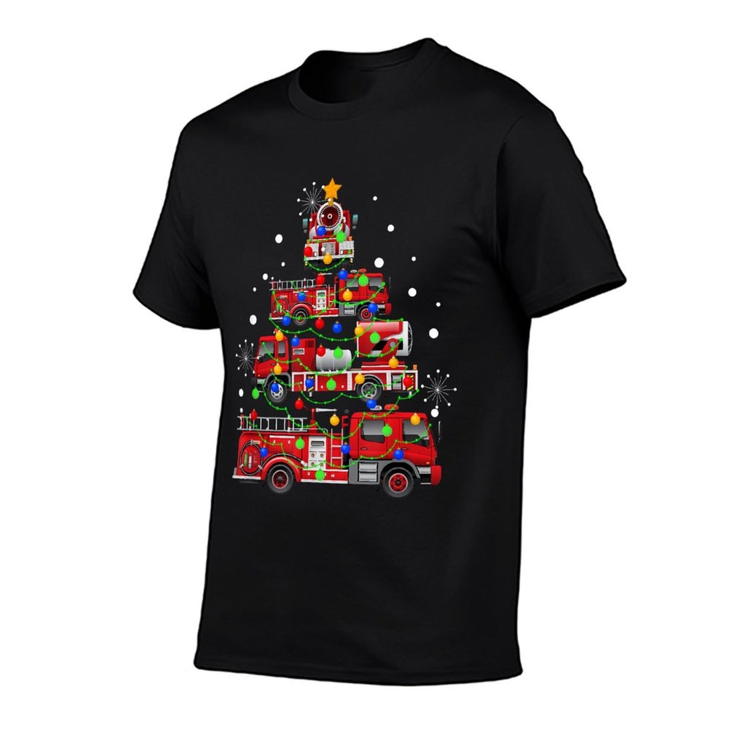 Funny Christmas Decor Firefighter Truck Christmas Tree  Versatile T-Shirt