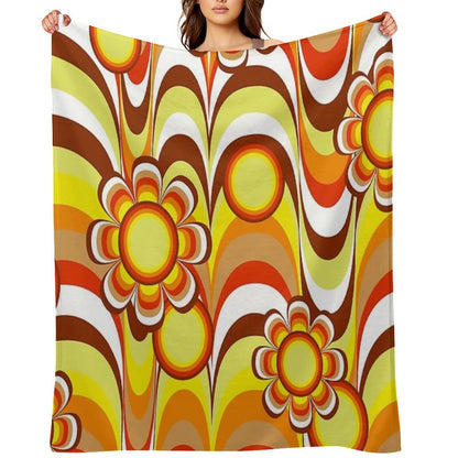 Groovy 60s Psychedelic Flower Throw Blanket