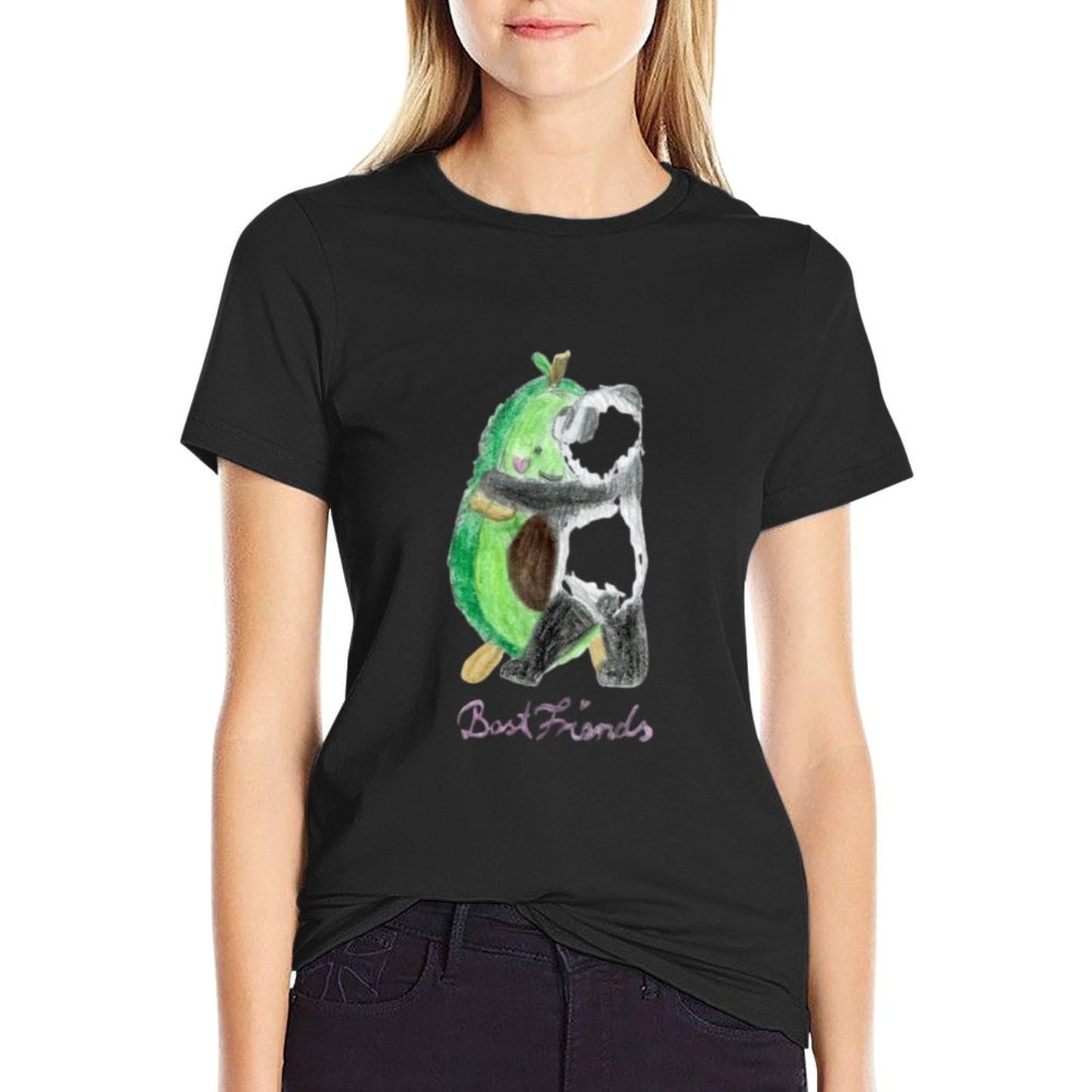 An Avocado And A Panda Hug Each Other Sweetly  Cotton T-Shirt