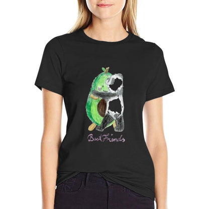An Avocado And A Panda Hug Each Other Sweetly  Cotton T-Shirt