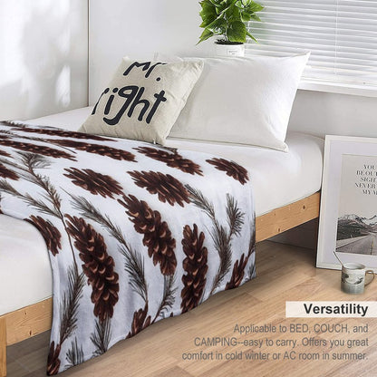 Pine Cones Festive Background with Fir Branch, Seamless Pattern. Throw Blanket