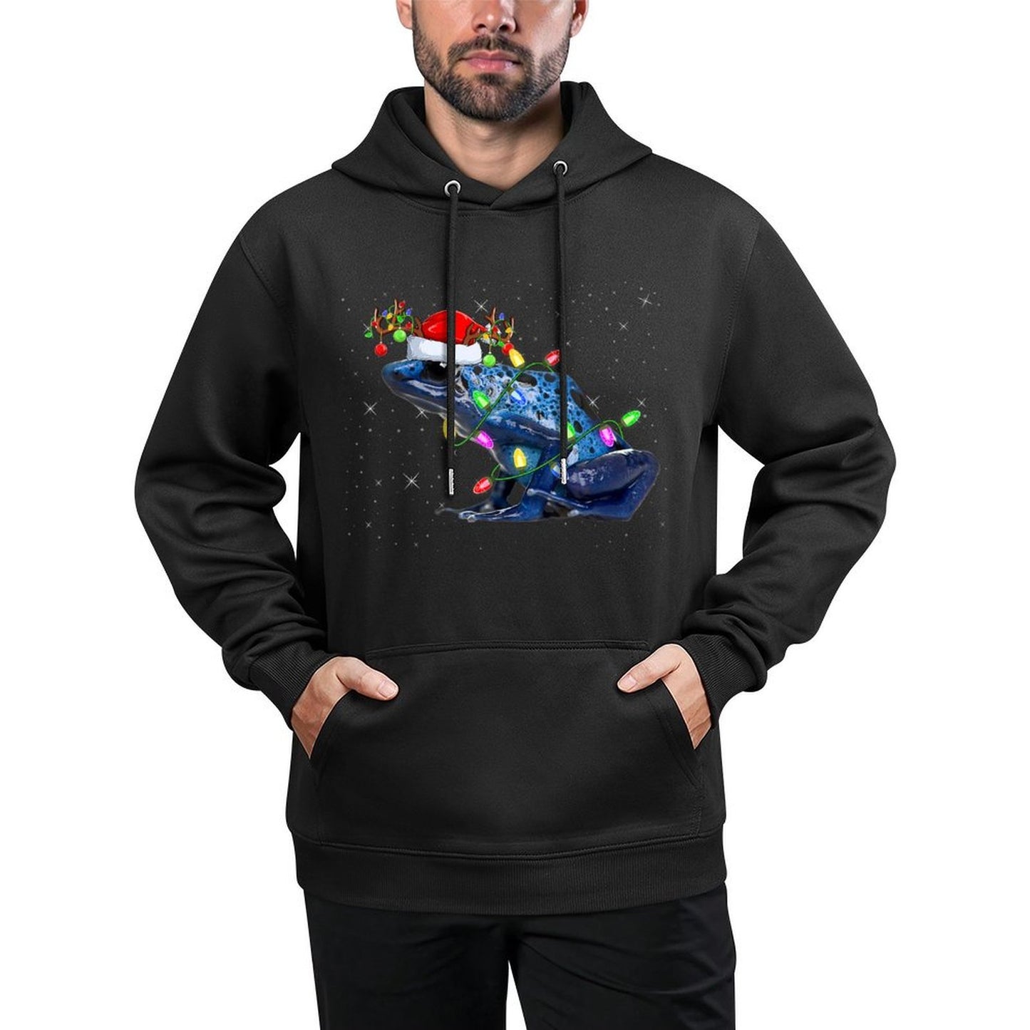 Xmas Lighting Santa Poison Dart Frog Christmas Colorfast Hoodie