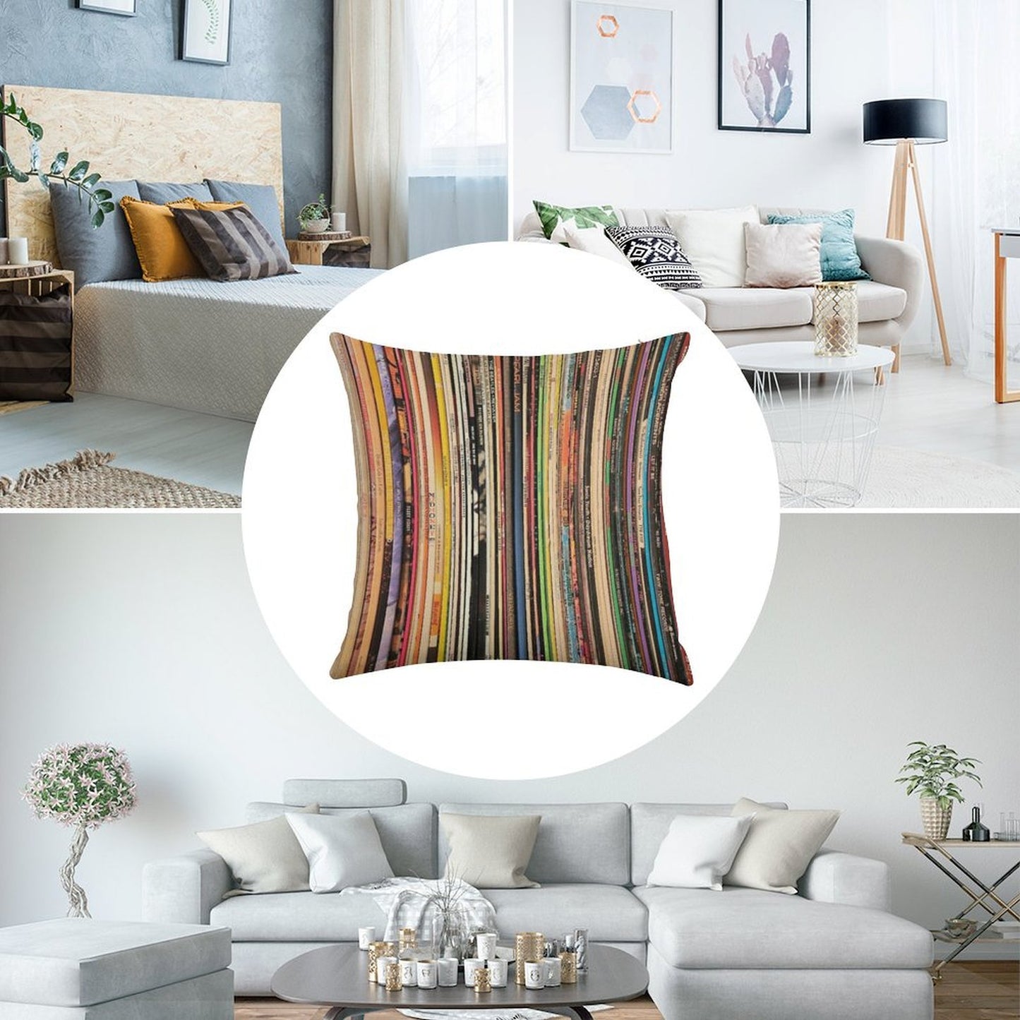 Record Collector Linen Throw Pillow Cover