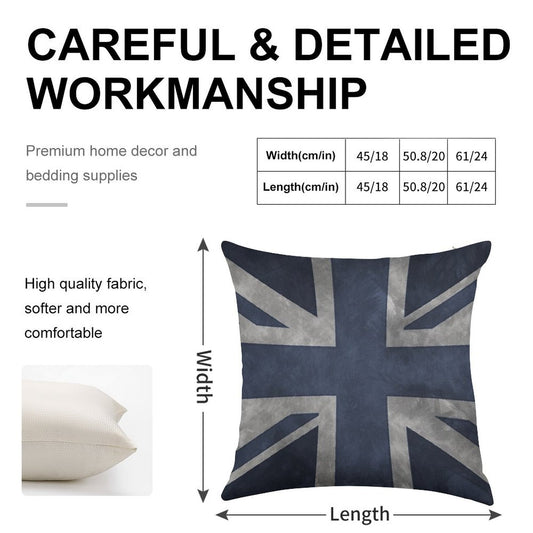 Blue Distressed Union Jack Linen Throw Pillow Cover