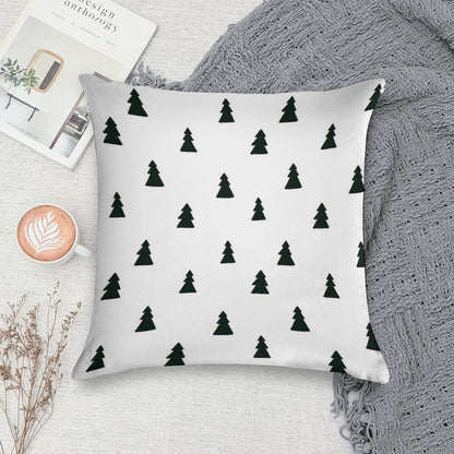 Black Modern Christmas Tree Pattern Soft Reinforced Edging Throw Pillow