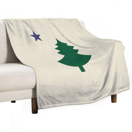 Old Original 1901 Maine State Flag with Pine Tree And Star Throw Blanket