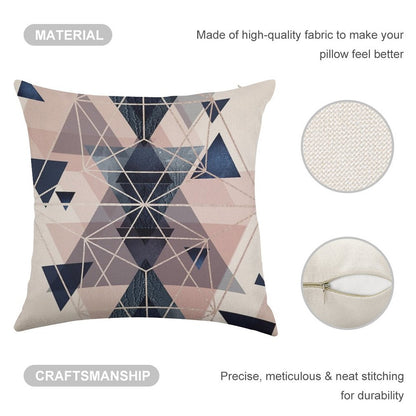 Blush Navy Geometric Linen Throw Pillow Cover