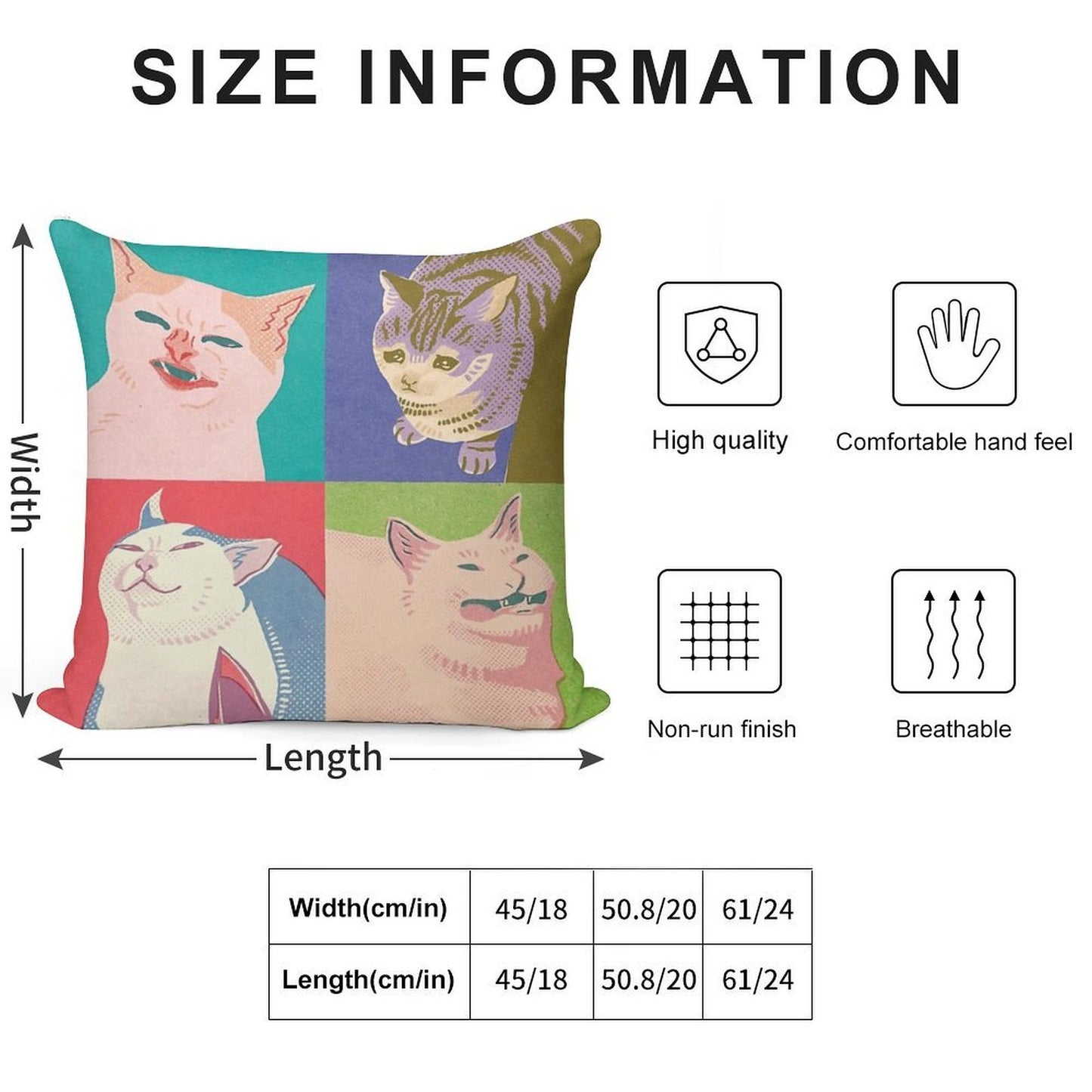 Four Meme Cats of The Apocalypse Soft Anti-Pilling Throw Pillow