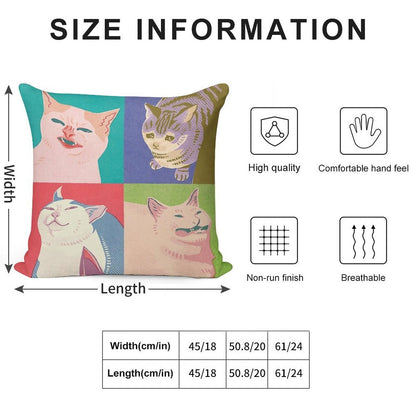 Four Meme Cats of The Apocalypse Soft Anti-Pilling Throw Pillow