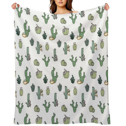 Cacti Cats Throw Blanket
