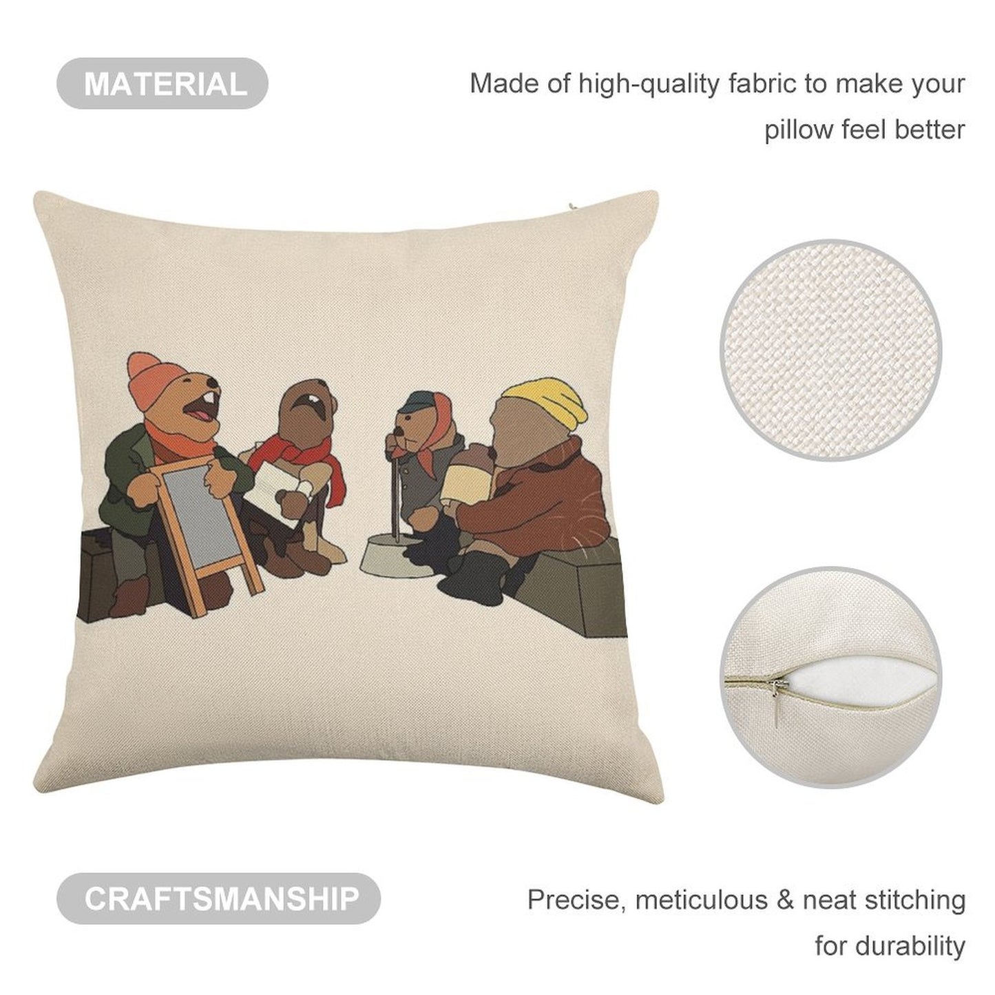 Emmet Otters Jug Band Linen Throw Pillow Cover
