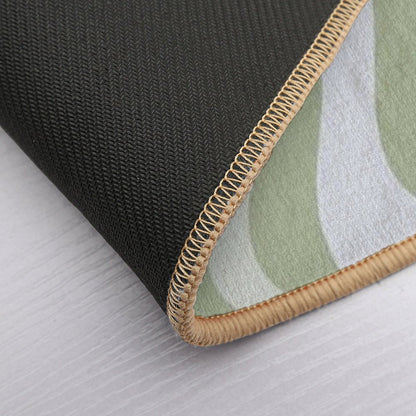 Liquid Swirl Contemporary Abstract in Light Sage Green Grey Almond Bath Mat