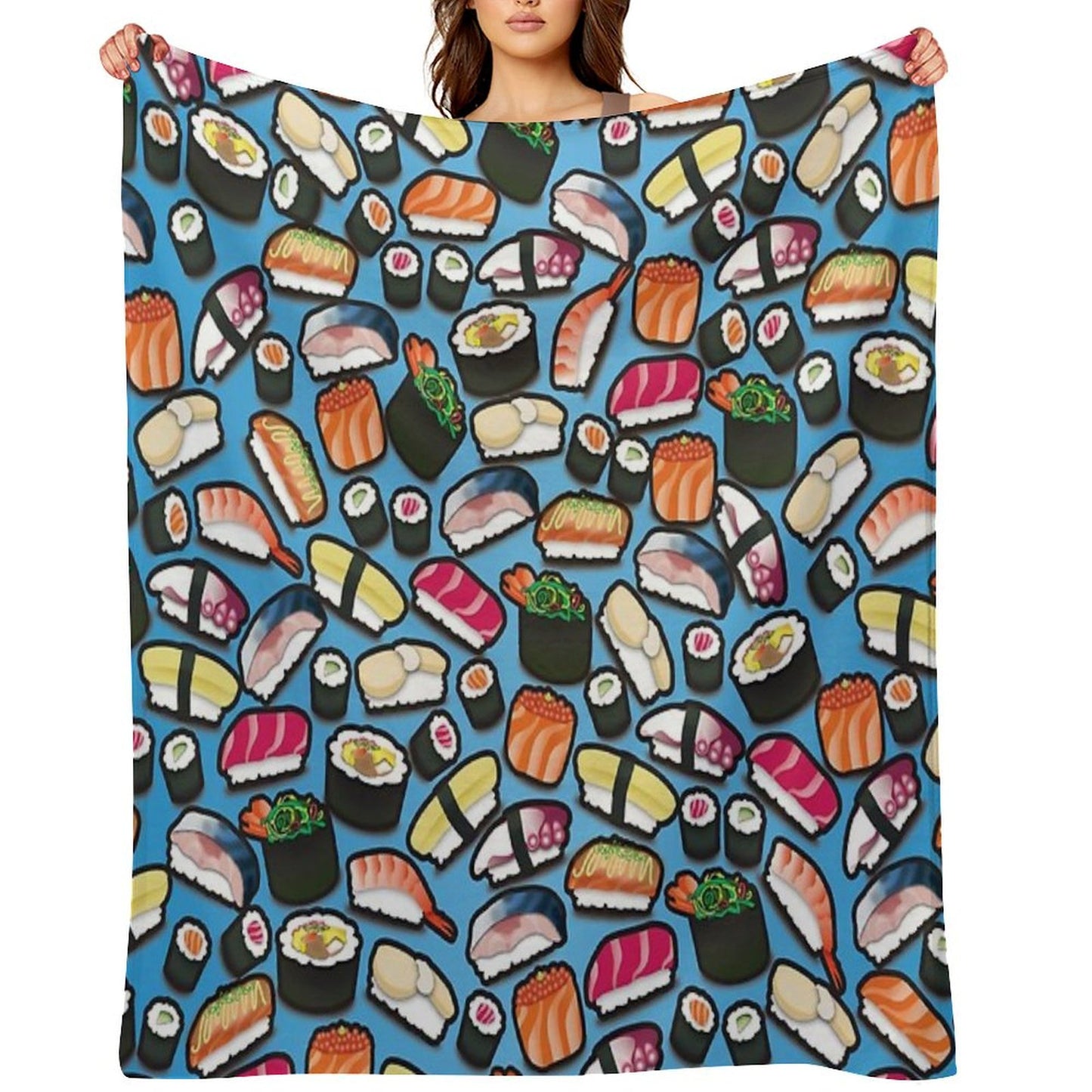 Blue Sushi Throw Blanket