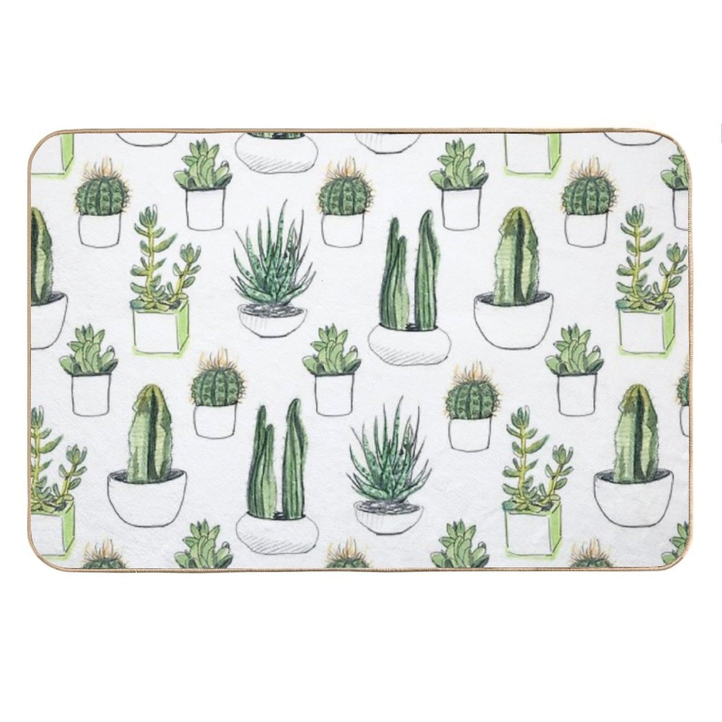 Watercolour Cacti & Succulents Bath Mat