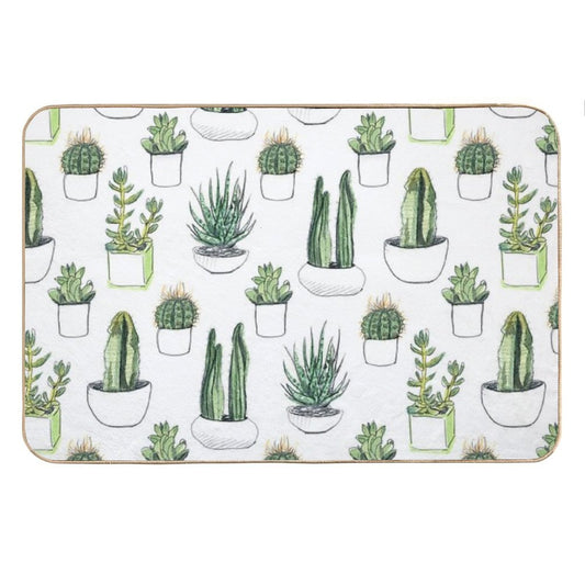 Watercolour Cacti & Succulents Bath Mat