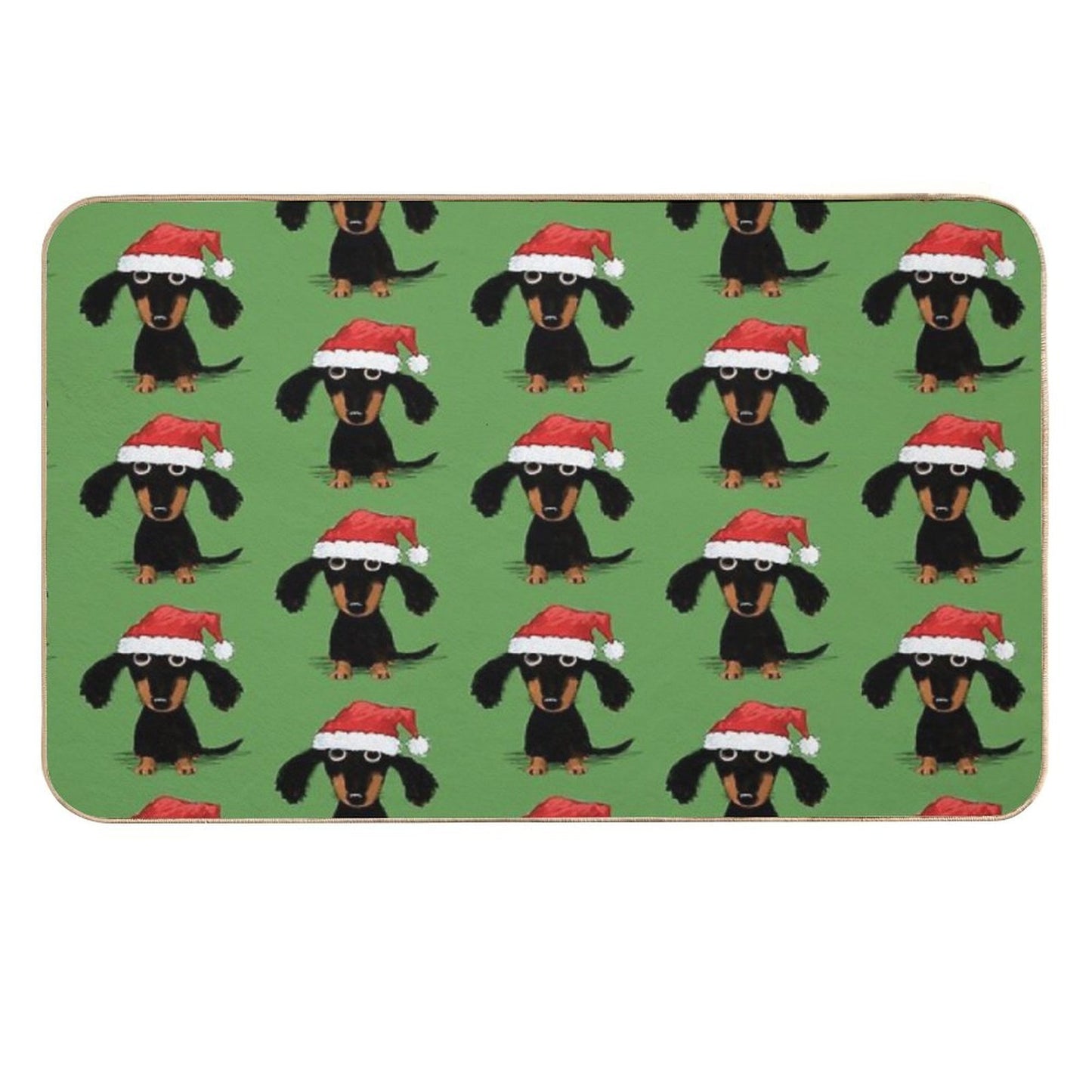 Santa Dachshund  Funny Wiener Dog Christmas Durable Bath Mat
