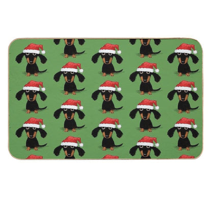 Santa Dachshund  Funny Wiener Dog Christmas Durable Bath Mat