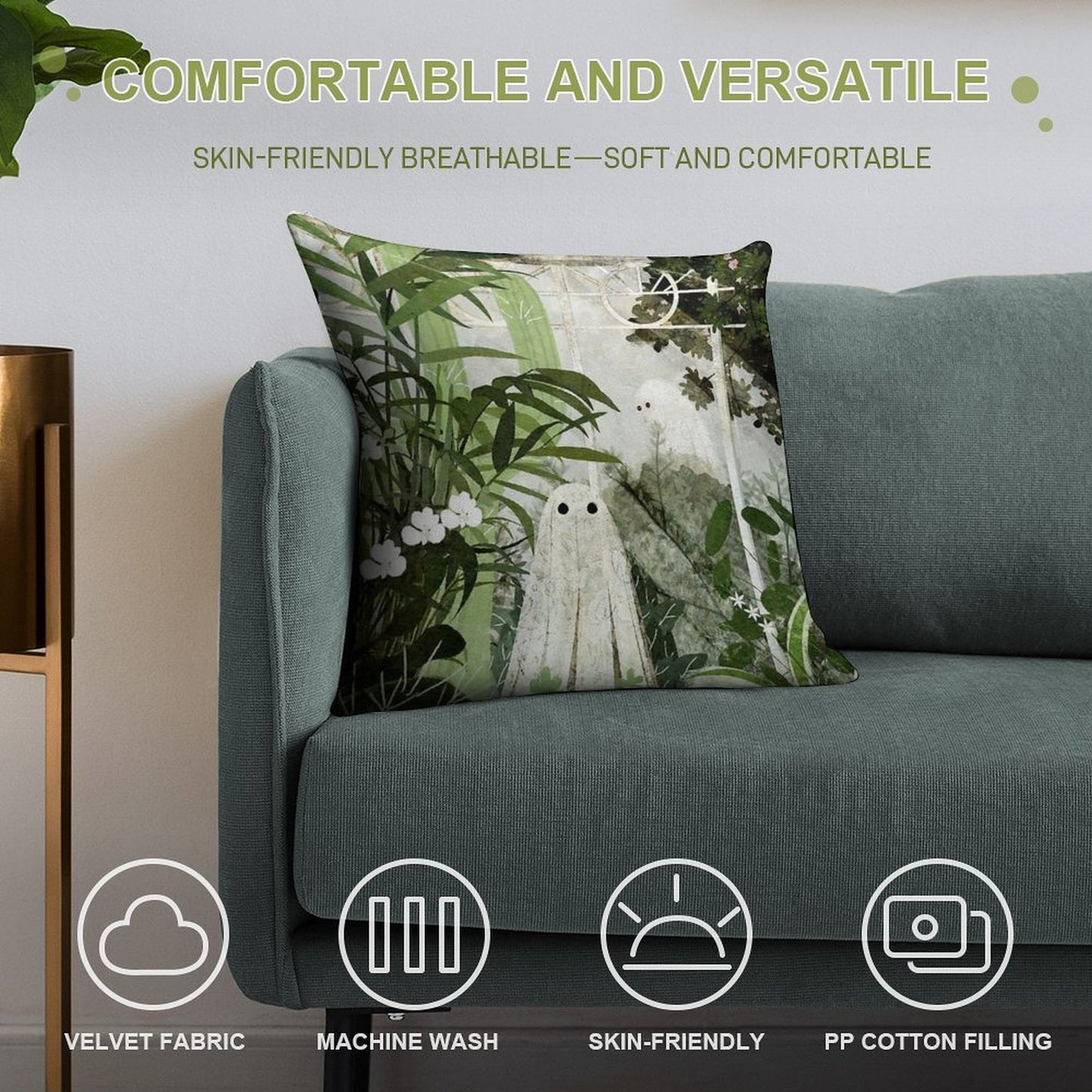 There's A Ghost in The Greenhouse Again Soft Hidden Zipper Throw Pillow