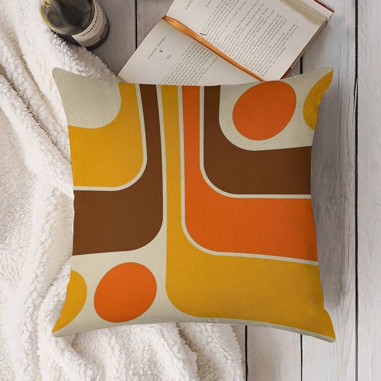 Retro Geometric Design 624 Linen Throw Pillow Cover