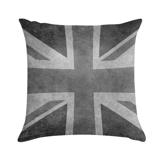 Union Jack Vintage 35 Version in Grayscale Soft Fade-Resistant Throw Pillow
