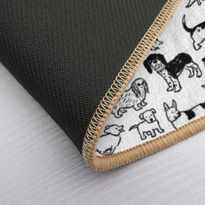 Black And White Dogs Pattern Bath Mat