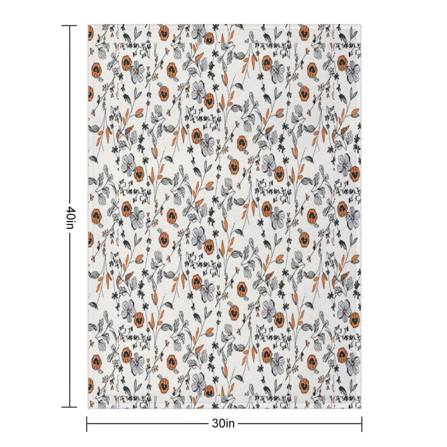 Orange Flower Pattern Throw Blanket