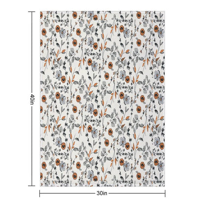 Orange Flower Pattern Throw Blanket