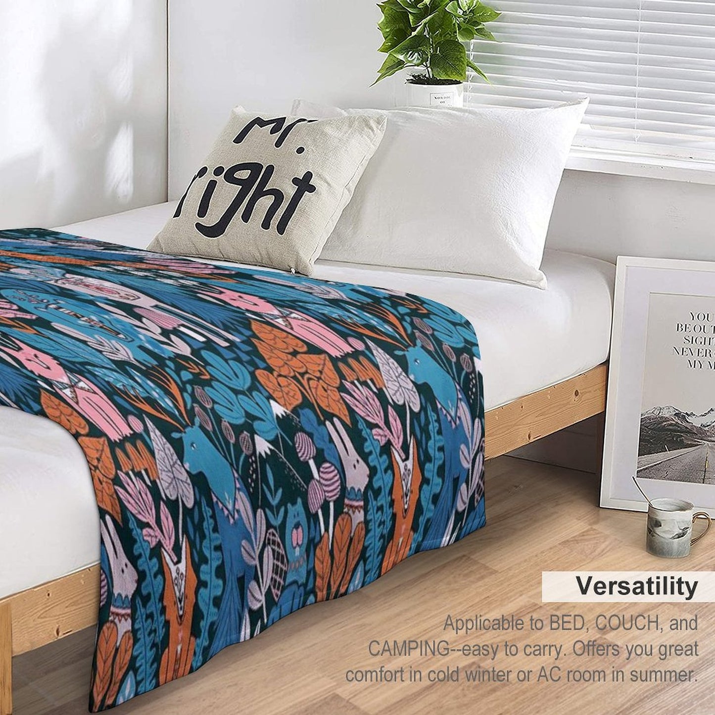 Animals of Canada. Forest, Plants, Mountains, Mushrooms Throw Blanket