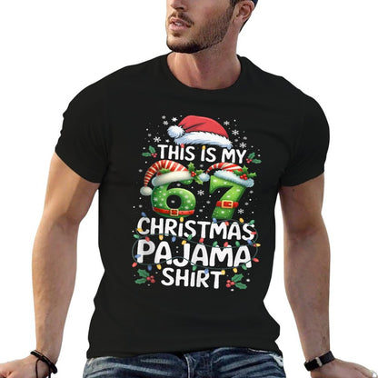 Funny 67 Christmas Pajamas Six Seven Meme Brainrot  Summer-ready Fabric T-Shirt