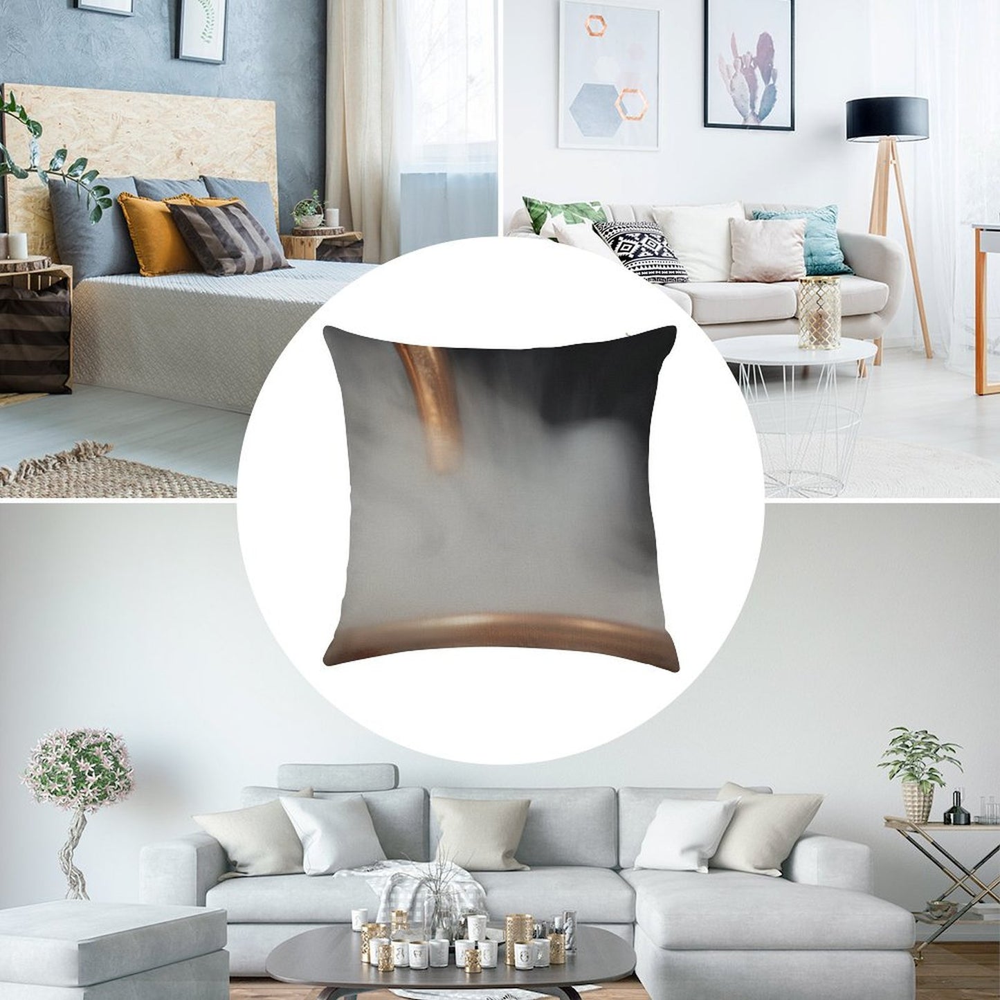 Copper Pipe with Steam Linen Throw Pillow Cover