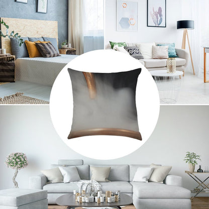 Copper Pipe with Steam Linen Throw Pillow Cover