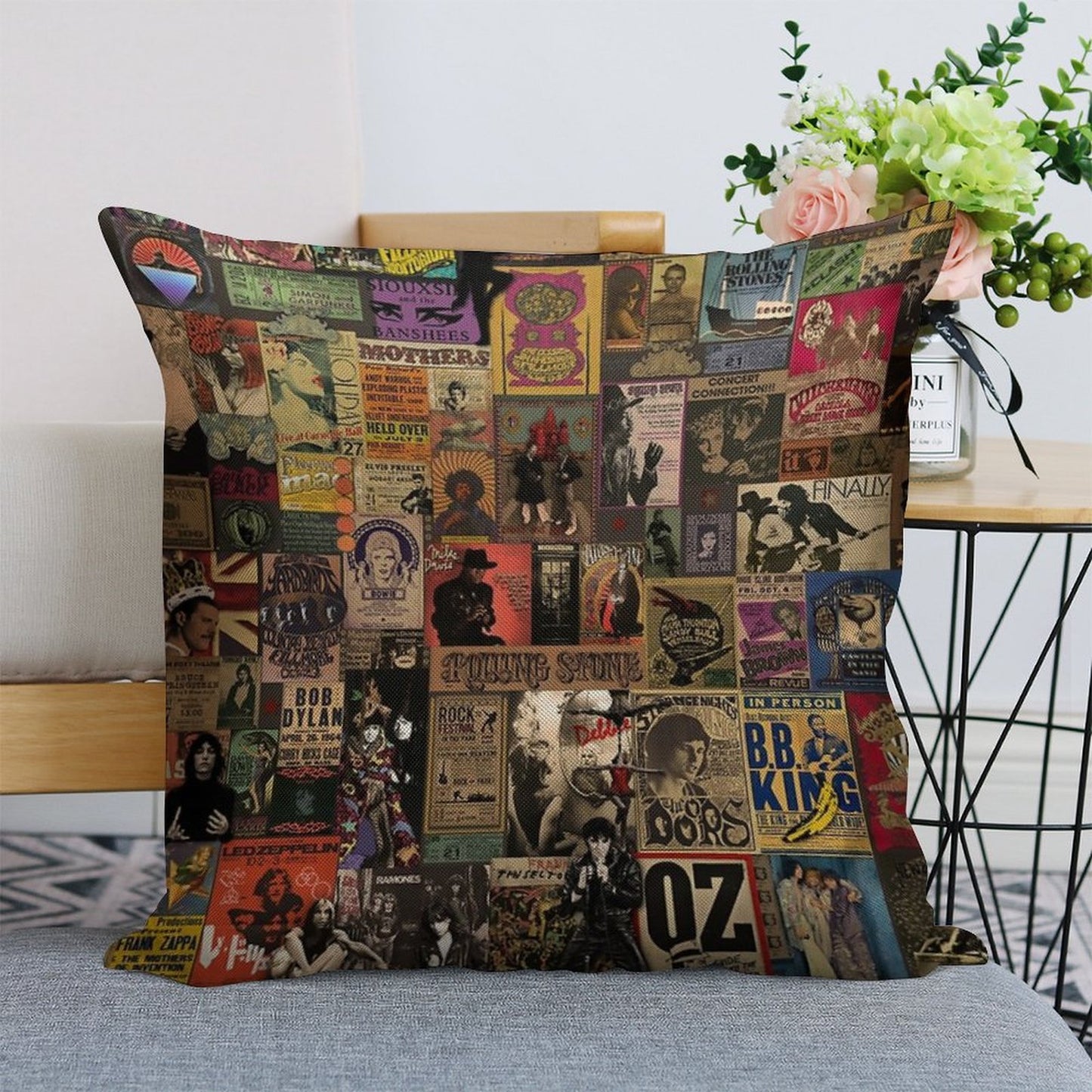 Rock N' Roll Stories II Linen Throw Pillow Cover
