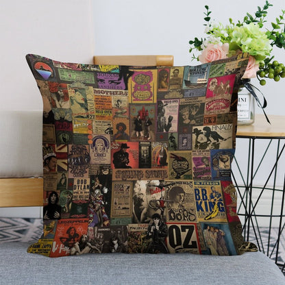 Rock N' Roll Stories II Linen Throw Pillow Cover