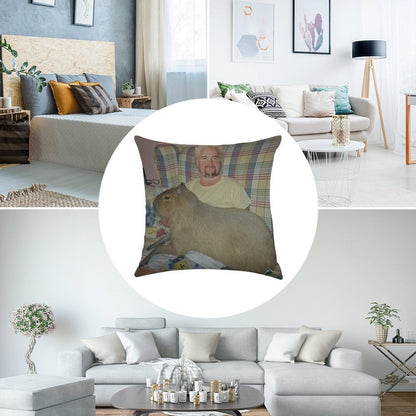 Guy Fieri with Capybara Linen Throw Pillow Cover