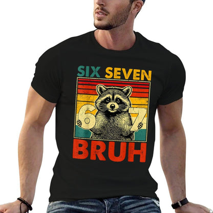 67 Meme 6 7 Numbers Raccoon Six Seven Bruh Funny Boys Kids  Slim-fit Cut T-Shirt