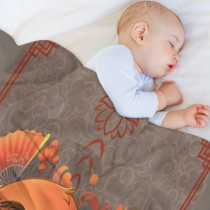 Kitsune Inari Fox Yin Yang Throw Blanket