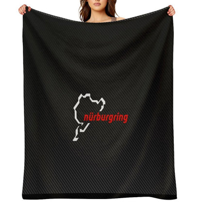 Nürburgring Carbon Fiber White  Red Throw Blanket