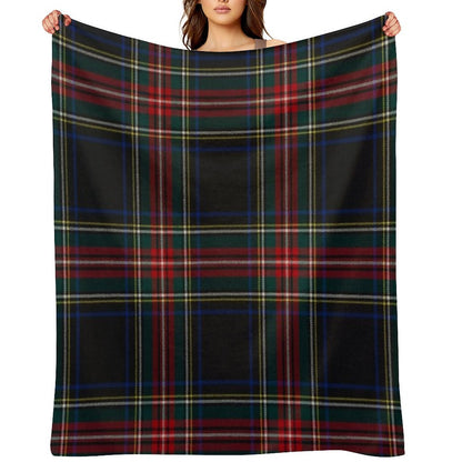 Stewart Black Scottish Tartan Throw Blanket