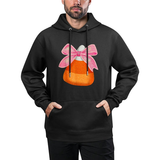 Coquette Bow Candy Corn Women Girls Kids Halloween Costume Kangaroo Pocket Hoodie