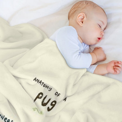 Anatomy of A Pug Throw Blanket