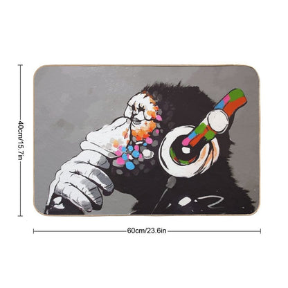 Banksy DJ Monkey Thinker with Headphones Bath Mat