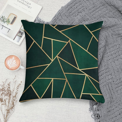 Green & Gold Pattern Soft Luxury Feel Throw Pillow
