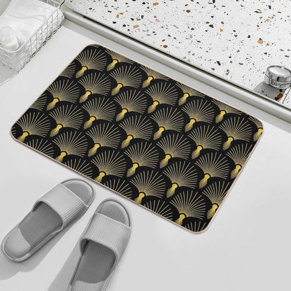Vintage Hollywood Elegant Golden And Black Art Deco Bath Mat