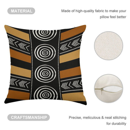 African Mud Cloth Artistry Art Linen Throw Pillow Cover